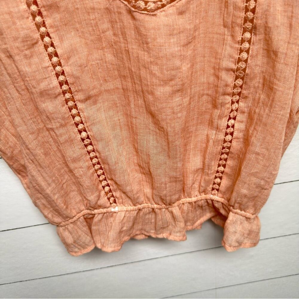 Lily Star Peach Ruffle Blouse Small Cottagecore Fairy Lace Trim Romantic Top - Picture 7 of 8
